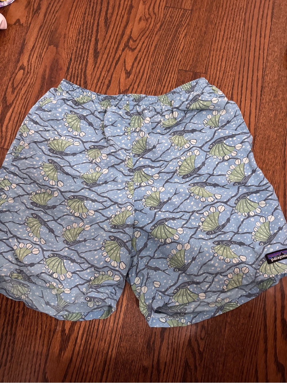 Patagonia Light Blue Floral-Print Men's Athletic Shorts - Picture 1 of 4
